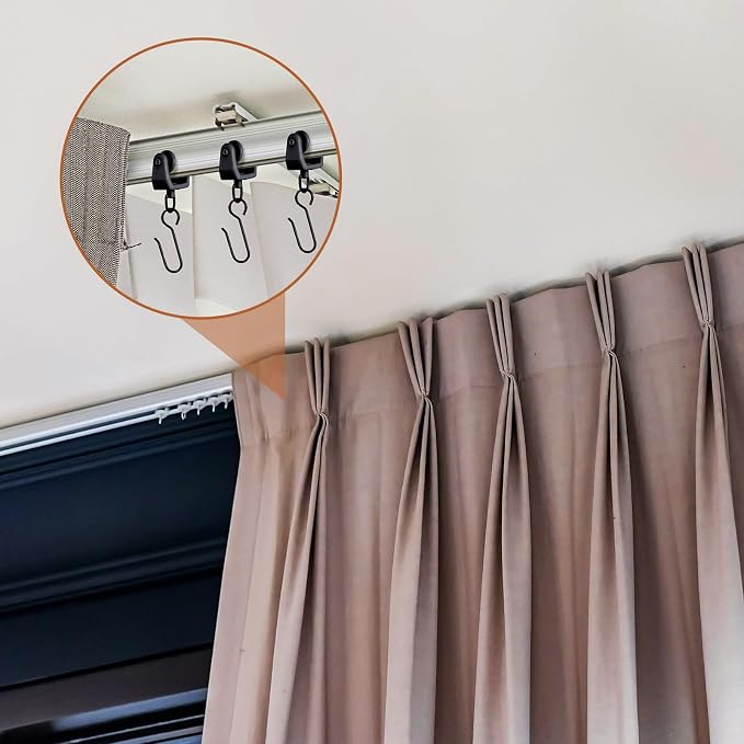 Jetec 120 Pcs Curtain Track Hooks Rollers Ceiling Mount S Hooks, Straight - Image 5