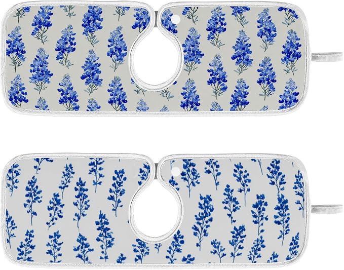 Small Bluebonnet Flower Watercolor Bluebonnets Sink Mat - Image 2
