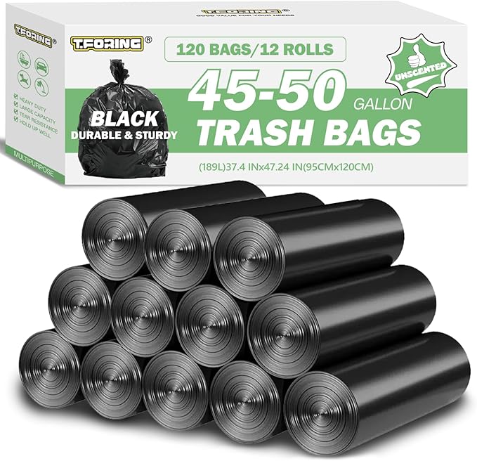 45-50 Gallon Trash Bags Unscented, Plastic Can Liners, Fit 168 by TFORING%C2%AE
