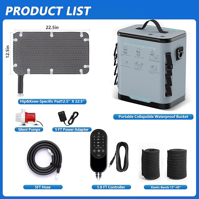 Cold Therapy Machine with Programmable Timer, Portable Ice Machine for Hip After Surgery, Hip Replacement Recovery System, Cryotherapy Pain Relief with Compression Pad