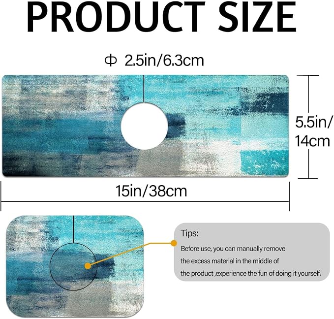 MCALK Turquoise Kitchen Sink Faucet Mat Splash Guard, Absorbent Quick-Dry - Image 5