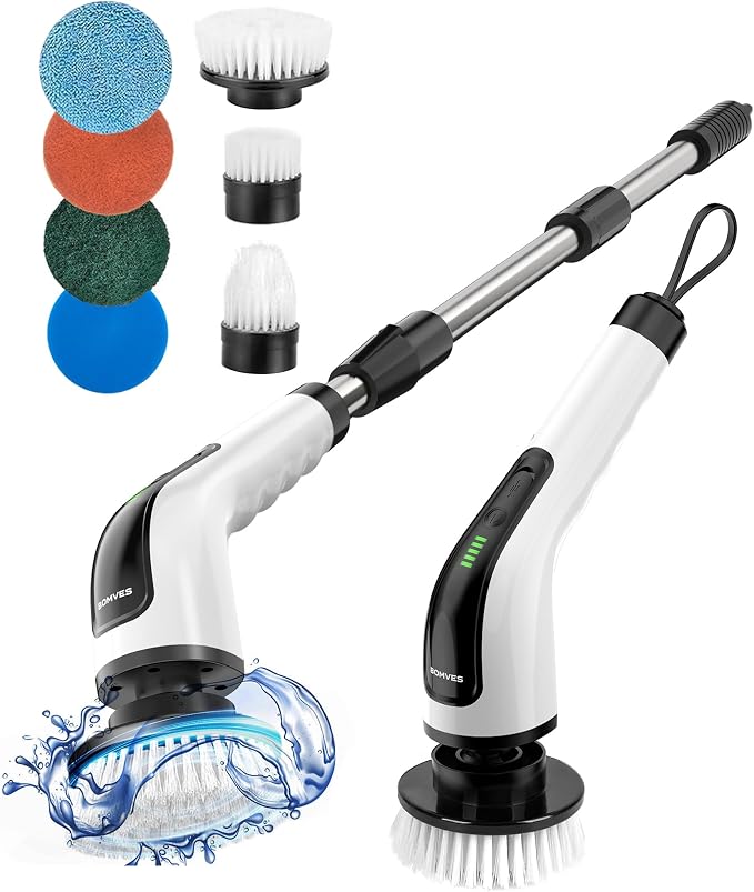 Electric Spin Scrubber, Power Shower Cleaning Brush by Bomves