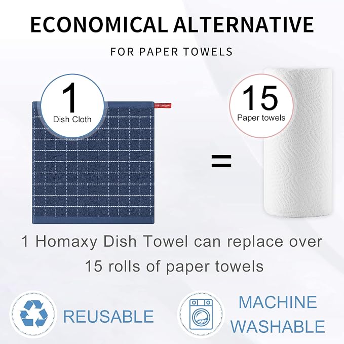 Homaxy 100% Cotton Terry Kitchen Dish Cloths, 6 Pack - Image 7
