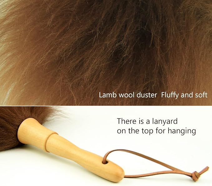 Lambswool Duster 16'' Length Solid Wooden Handle Leather Hang Strap - Image 3