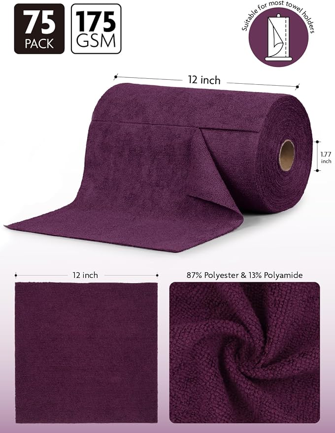 Fantasticlean Microfiber Cleaning Cloth Roll-75 Sheets, Tear-away Microfiber - Image 3