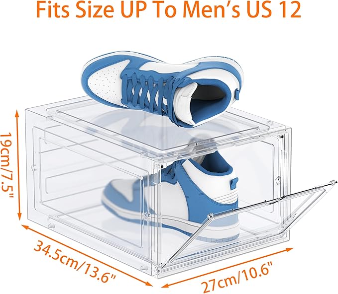 HOMIDEC Shoe Storage, 8 Pack Shoe Organizer Clear Hard Plastic Shoe Box - Image 3