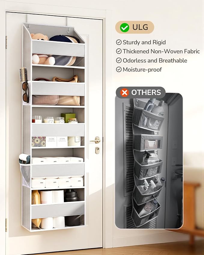 ULG 1 Pack Over Door Organizer Hanging Storage Light Gray - Image 4
