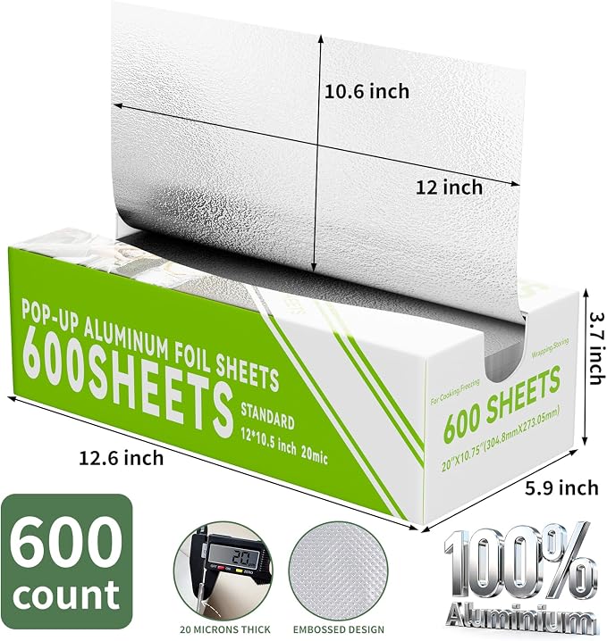 600 Count Pre-Cut Aluminum Foil Sheets, Disposable Foil Sheets - Image 3