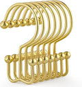 Shower Curtain Hooks, Durable Gold Shower Curtain Hooks, Double Glide Shower by Goowin