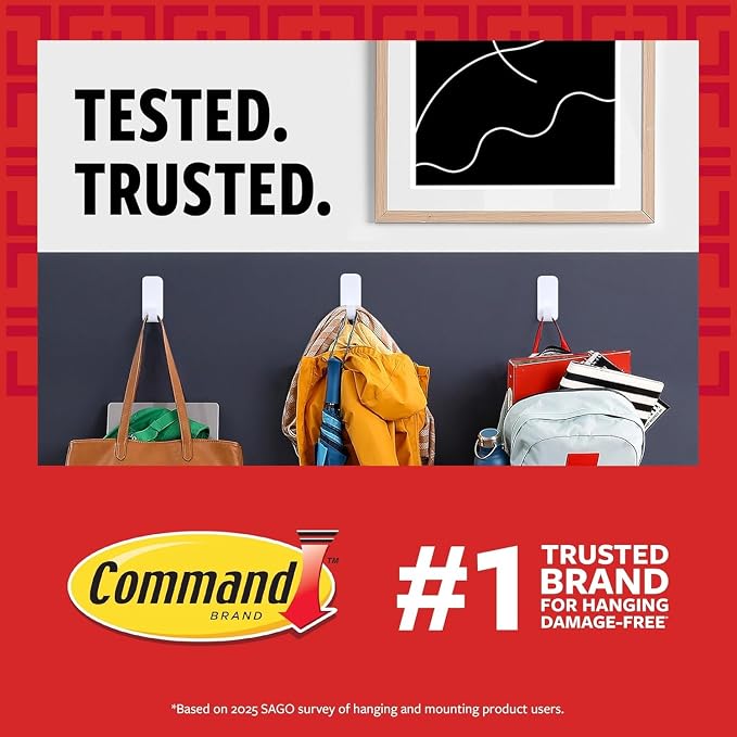 Command 5 lb Large Utility Hooks, 7 Hooks and 12 Strips, Damage-Free Hanging - Image 2