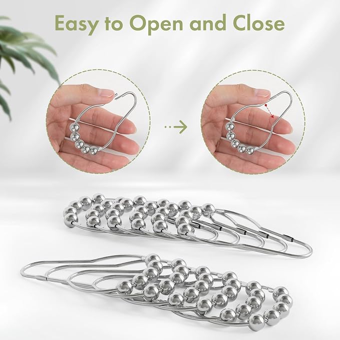 Shower Curtain Hooks, Decorative Shower Curtain Hooks Rust Proof Stainless - Image 5