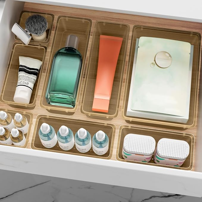 12 PCS Drawer Organizer Set, Makeup Organizers, Champagne | 4 Sizes, Desk - Image 8