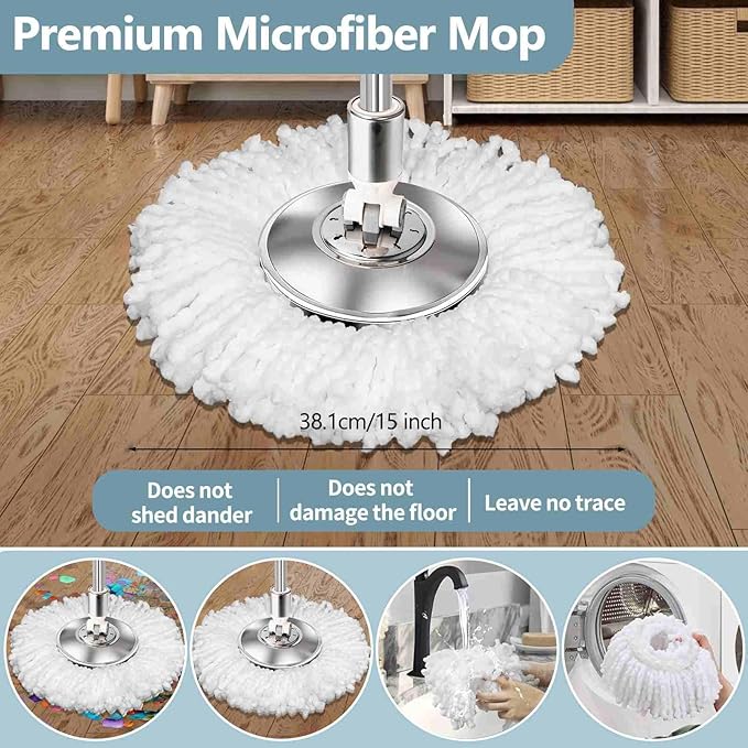 Replaceable Handle for Rotating mop, 360° Rotation Adjustment, Wet Dusting Mop - Image 3
