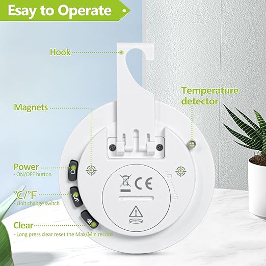 Geevon Small Digital Refrigerator Thermometer 8 Pack, IP65 Waterproof Commercial and Home Use, Max/Min Record Function with LCD Screen, Stand and Magnetic Back, for Fridge, Freezer Scenarios