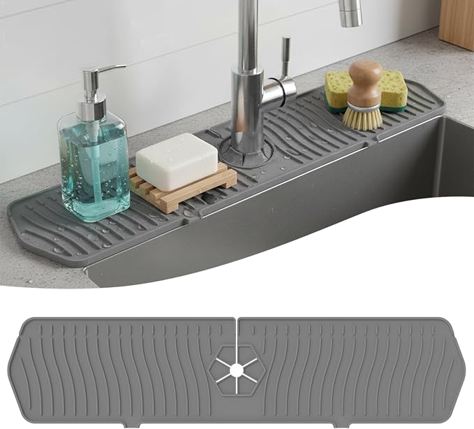 Silicone Faucet Handle Drip Catcher Drying Tray Mat Dish Soap Sponge Holder by Unknown