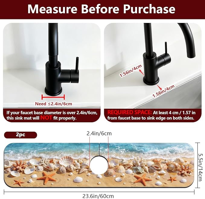 2 Pcs Kitchen Sink Splash Guard Faucet Mat Waves Pattern Faucet Mats - Image 2