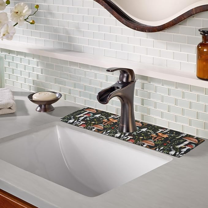Sink Faucet Absorbing Mat, 2 Pack Drying Mat Around Faucet Sink Splash Guard - Image 3