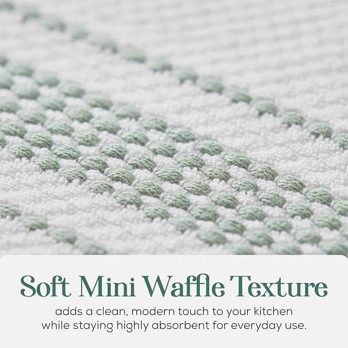Kitchen Towels, Cotton Hand Towels White & Turquoise Mini Weaved Stitched - Image 4