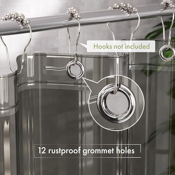 AmazerBath Transparent Black Shower Curtain Liner, 72x72 Shower Liner, - Image 3