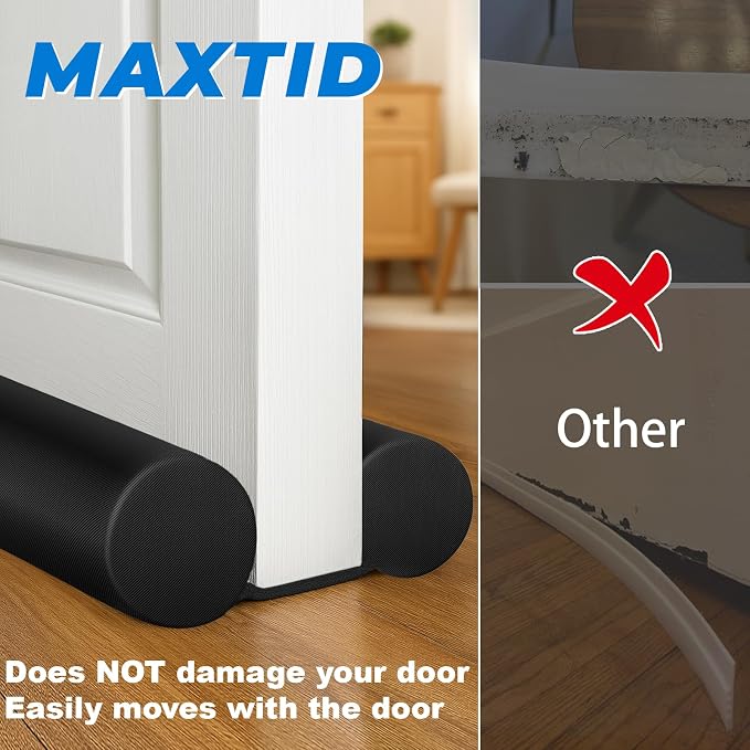 MAXTID Door Draft Stopper for Bottom of Doors Large Door Sweep 34" Black | - Image 6