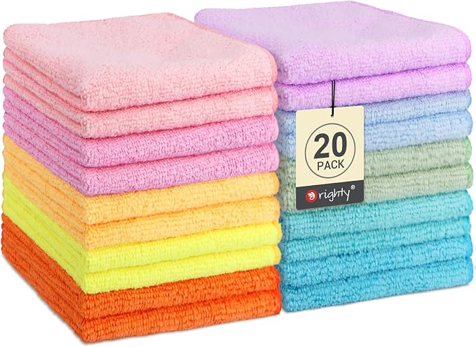 Orighty Wash Cloths, Face Towels 12x12 Inch 20 Pack by AllRightinOrighty