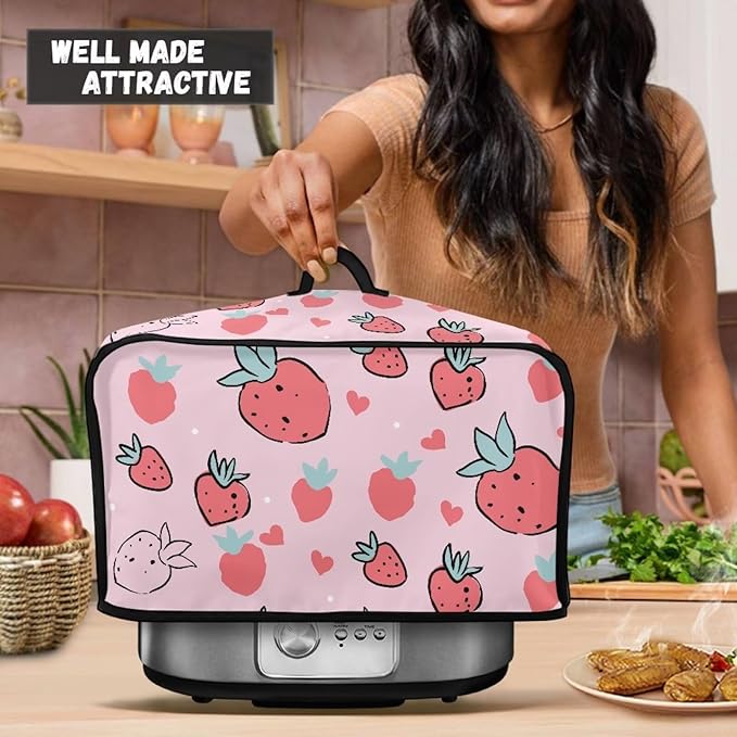 Strawberry Crock Pot 6-8 Quart Slow Cooker Cover Dust Cover Grass Slow Cooker Bag Slow Cooker Cover Compatible with 6-8 qt Slow Cooker Slow Cooker Cover Decor
