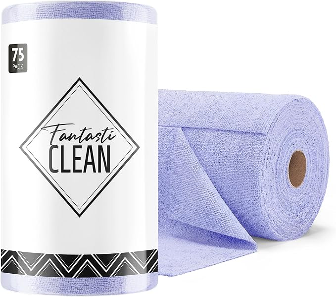 Fantasticlean Microfiber Cleaning Cloth Roll- 75 Sheets, Tear-away Microfiber by Fantasticlean