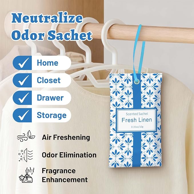 STRN Scented Sachets for Drawer and Closet, Linen Scent 14-Pack for Luggage - Image 4