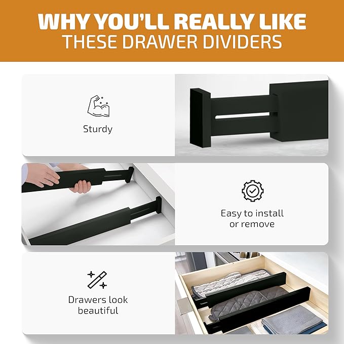 6-Pack Drawer Dividers 2.6-Inch High Dresser Organizer 16 to 22 Inch, Spring - Image 8