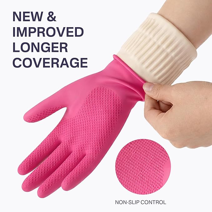Rubber Dishwashing Gloves, Reusable Cleaning Dish Gloves - Image 5