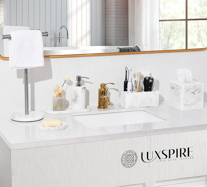 Luxspire 5 Slots Toothbrush Holders, Gravel White | Toothbrush Razor Holder - Image 7