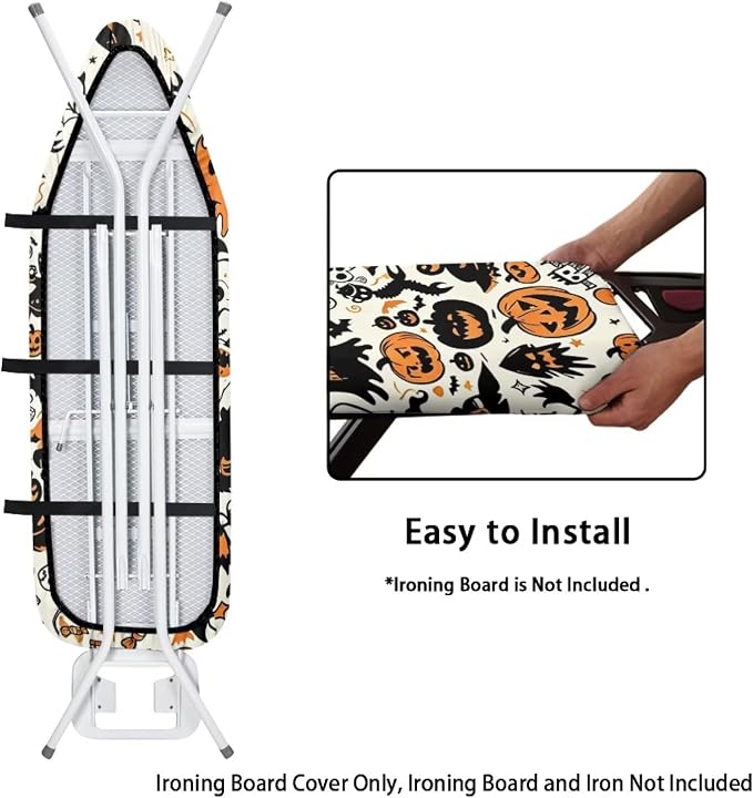Halloween Iron Board Cover Skull Pumpkin Ironing Board Cover and Pad Soft Stain - Image 4