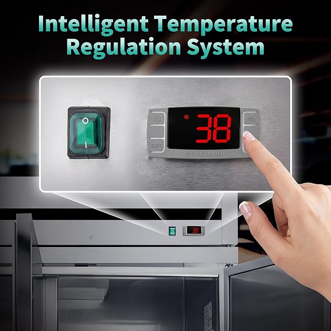 COOLCHEF 81" Commercial Refrigerator 72 Cu.Ft, Stainless Steel 3-Door Reach-in Fridge, 33–40℉, Air Cooling, LED Light, 9 Shelves, R290, ETL