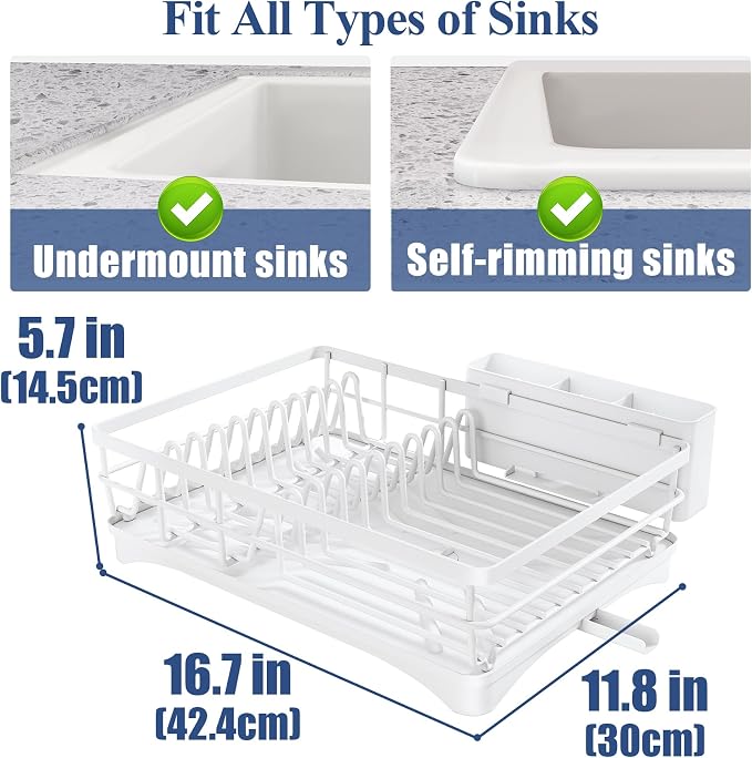 SNTD Dish Drying Rack for Kitchen Counter, 11.8" W x 16.7" L, Large Capacity - Image 4