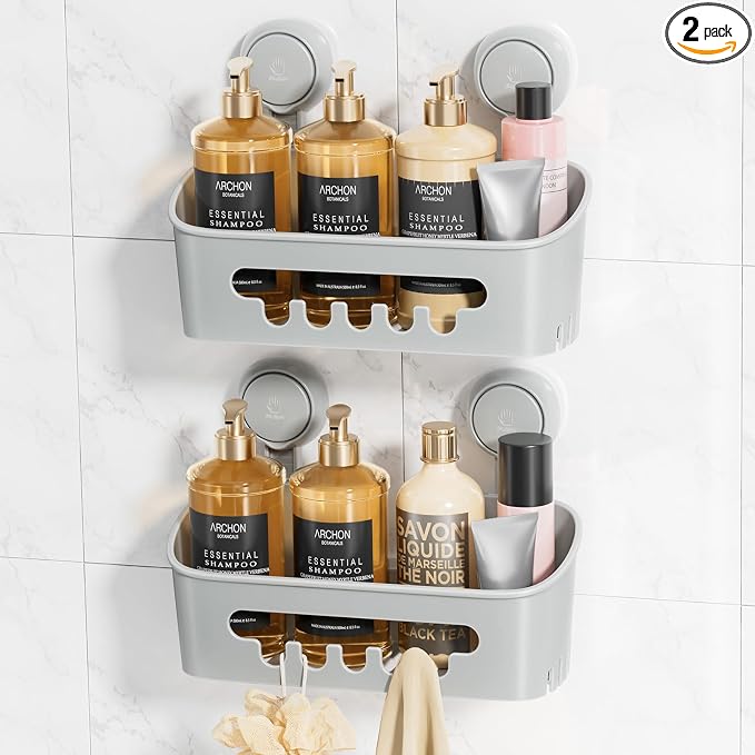 LEVERLOC Shower Caddy Suction Cup, Shower Organizer Bathroom Shelf by LEVERLOC