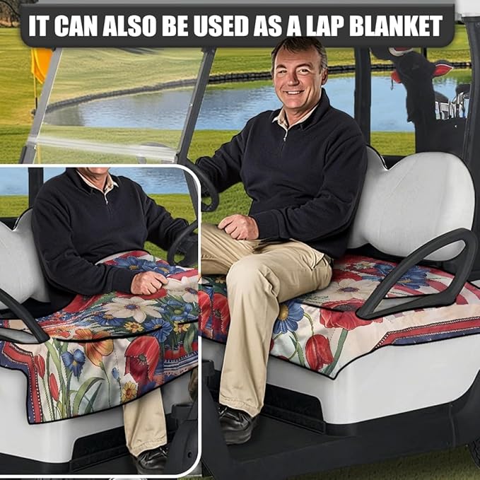 Golf Cart Seat Cover Cushion Designed to Protect Seats During Outdoor Use, Featuring Waterproof Layer and Soft Fabric