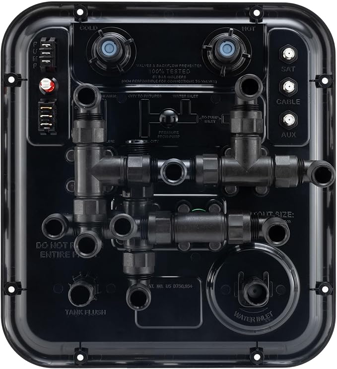 RecPro RV Water Management Panel | Nautilus P4 | 8-Function City-Water Fill | Made in America (Black, Include Install Kit)