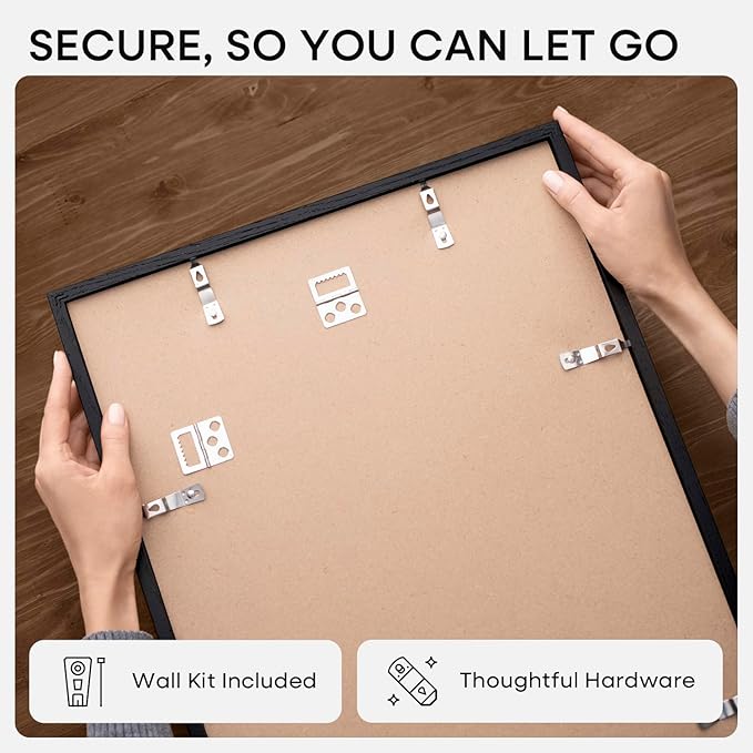 Homeforia 10x14 Picture Frame Black Wood, High End Oak 10x14 Poster Frames with Mat 8x12, 10 x 14 Wooden Frame Matted to 8 x 12 inch Photo, 14x10 Thin Hanging Frame, Tempered Glass, Wall Kit, Set of 2