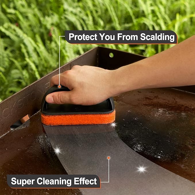 SHINESTAR 11-Piece Griddle Scouring Pad for Blackstone, Flat Top Grill Cleaner for Kitchen, Griddle Cleaning Kit with 10 Grill Scrubber Pads & 1 Handle, Efficient Cleaning & Not Easily Fall Off