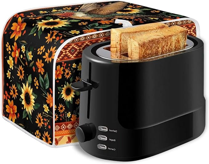 Aztec Hummingbird Sunflower Print 4 Slice Toaster Cover Fingerprint Protection Kitchen Accessories Decor Waterproof Bread Maker Cover