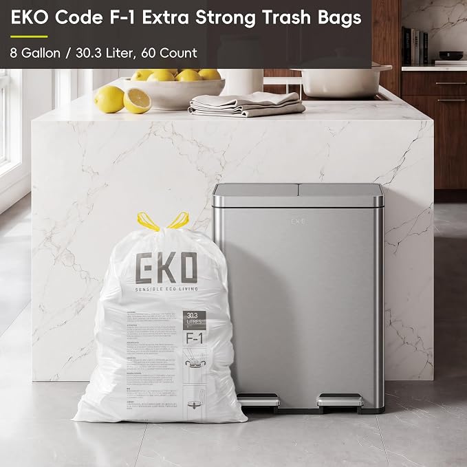 EKO 8 Gallon / 30.3 Liter, Extra-Strong Unscented Garbage Bags, Easy-Dispense - Image 6