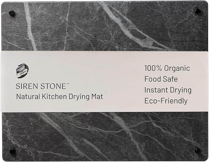 Natural Stone Dish Drying Mat 18" x 14", Slate Color by SirenStone