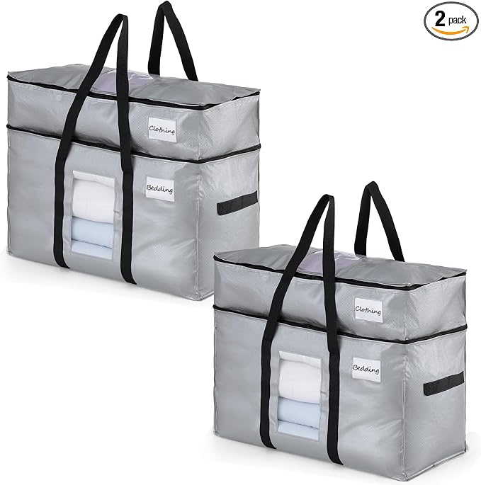 TAILI 2 Tier Moving Bags, 2 Pack Silver Storage Bags by TAILI