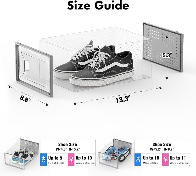 Foluck Shoe Storage Box, 15 Pack Clear Plastic Stackable Organizer - Image 2