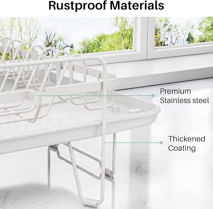 SNTD Large Dish Drying Rack for Kitchen Counter, Expandable, Adjustable Length - Image 8