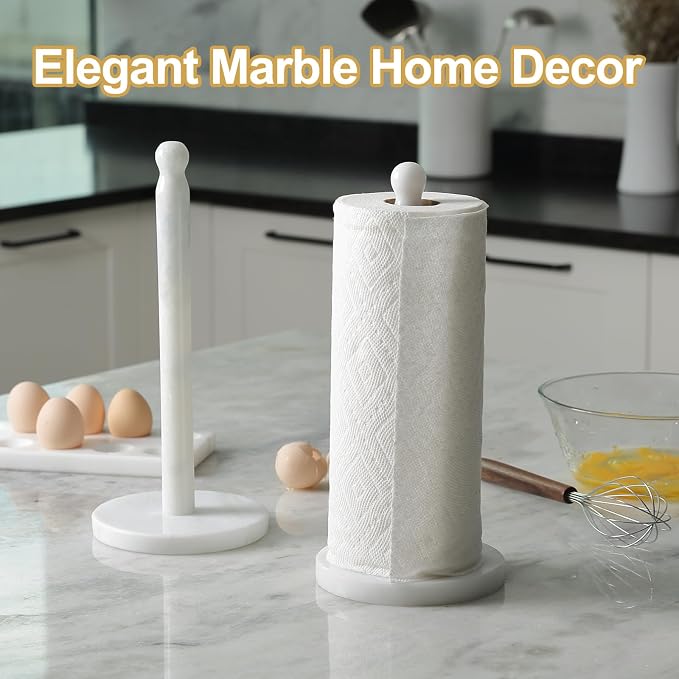 Koville Natural Marble Paper Towel Holder Countertop, - Image 7