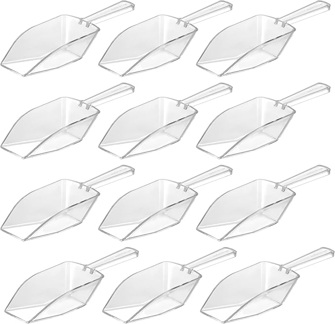 72-Mini Clear Acrylic Plastic Scoops for Candy - Ice Cream Bar, Jars, Containers, Coffee, Flour, Dessert Toppings, Buffets, Kitchen, Weddings, Parties & Concessions, Candy Buffet, 5.5" Candy Scoops