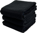 Black Kitchen Hand Dish Towels, 100% Cotton by SerafinaHome