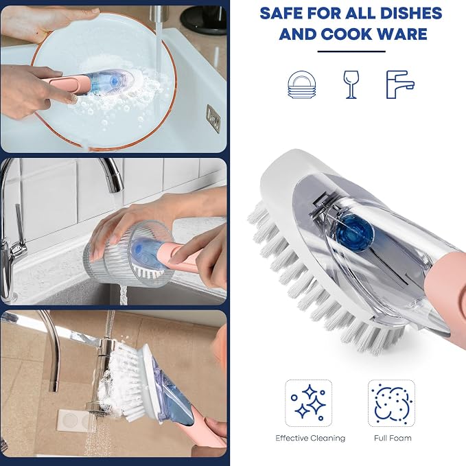 RIMAY Soap Dispensing Dish Brush Dish Scrubber - Image 6