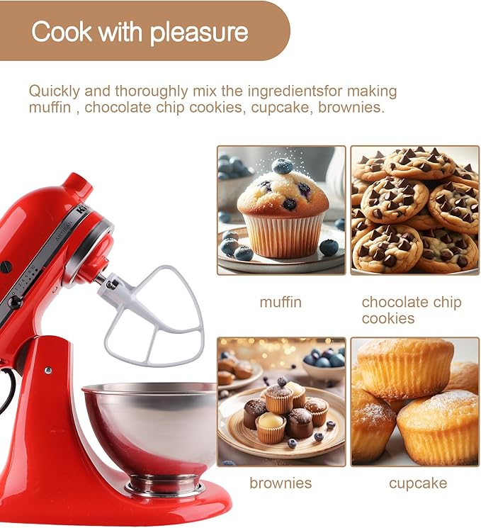 MEET JUICE K45B Metal Beater with Non-Stick Coating, Compatible with KitchenAid 4.5-5 Quart Tilt-Head Stand Mixer